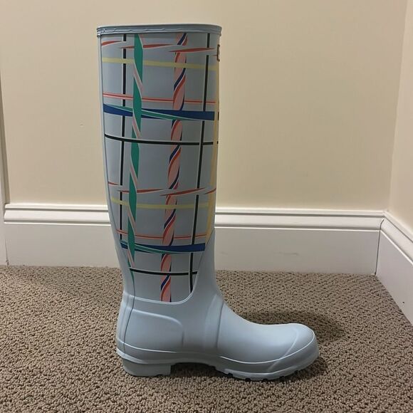 Hunter Original Tall Tartan Rain boots in Boat Blue | size 8 - Picture 8 of 8